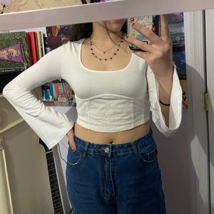 White Floral Laced Crop Top